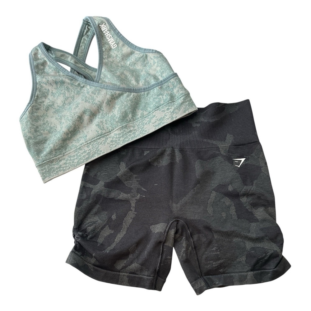 Bundle Lot of 2 Gym Shark Biker Shorts & 1 Sports‎ Bra Women's Small Stretch